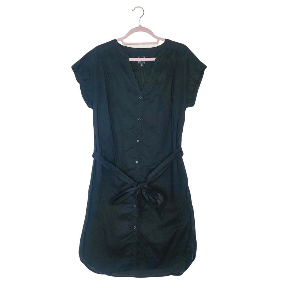 Gap Cotton Short Sleeve Button Front Shirt Dress Small Minimalist Euro Summer